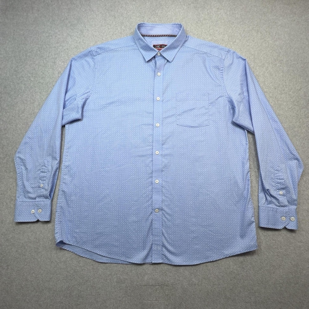 Johnston Murphy Shirt Mens XL Blue Geo Herringbone XC4 Long Sleeve Button Up